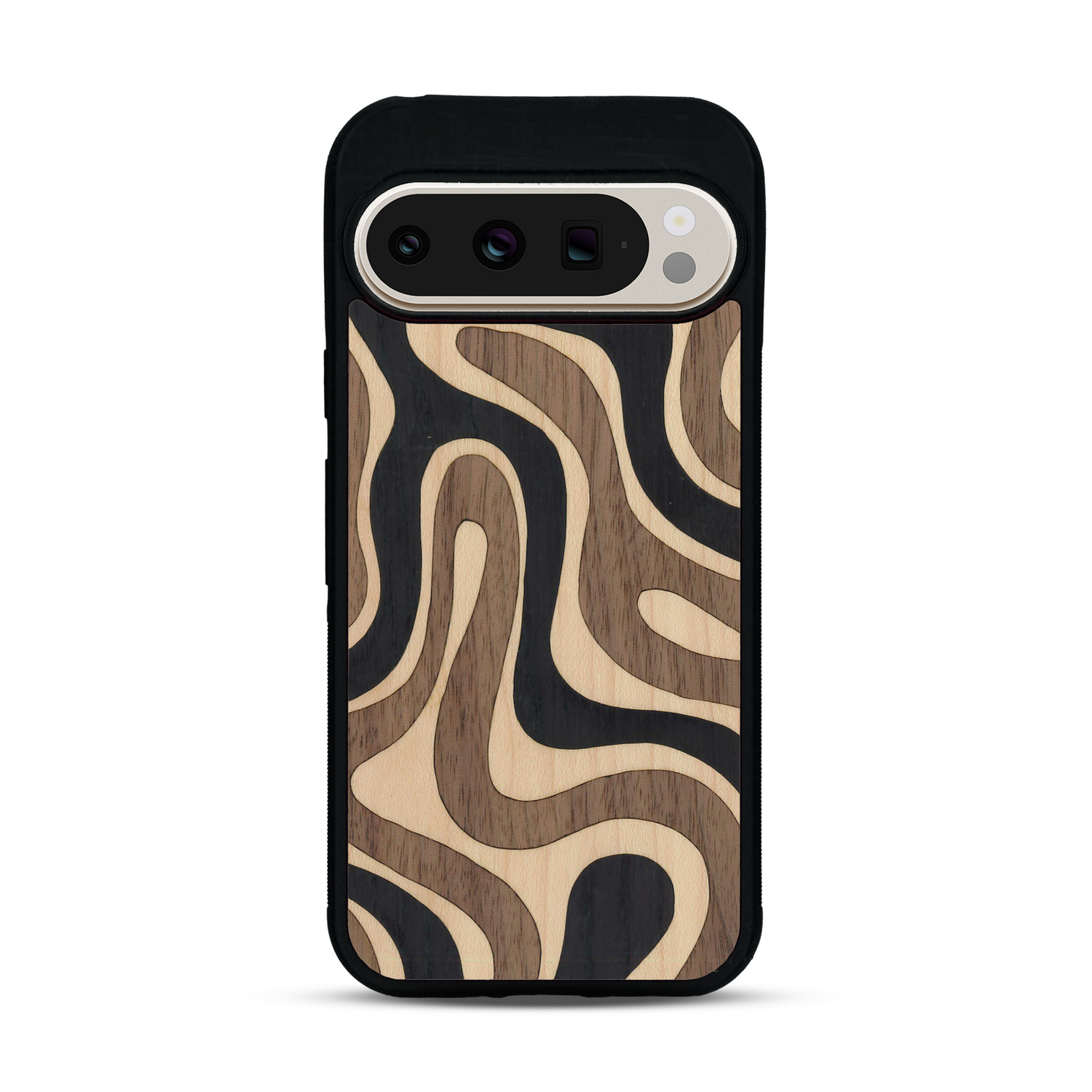 Coque de protection en bois véritable fabriquée en France pour  alliant plusieurs essences de bois pour représenter une ondulation