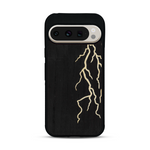 Coque de protection en bois véritable fabriquée en France pour  alliant plusieurs essences de bois pour représenter un éclair divin