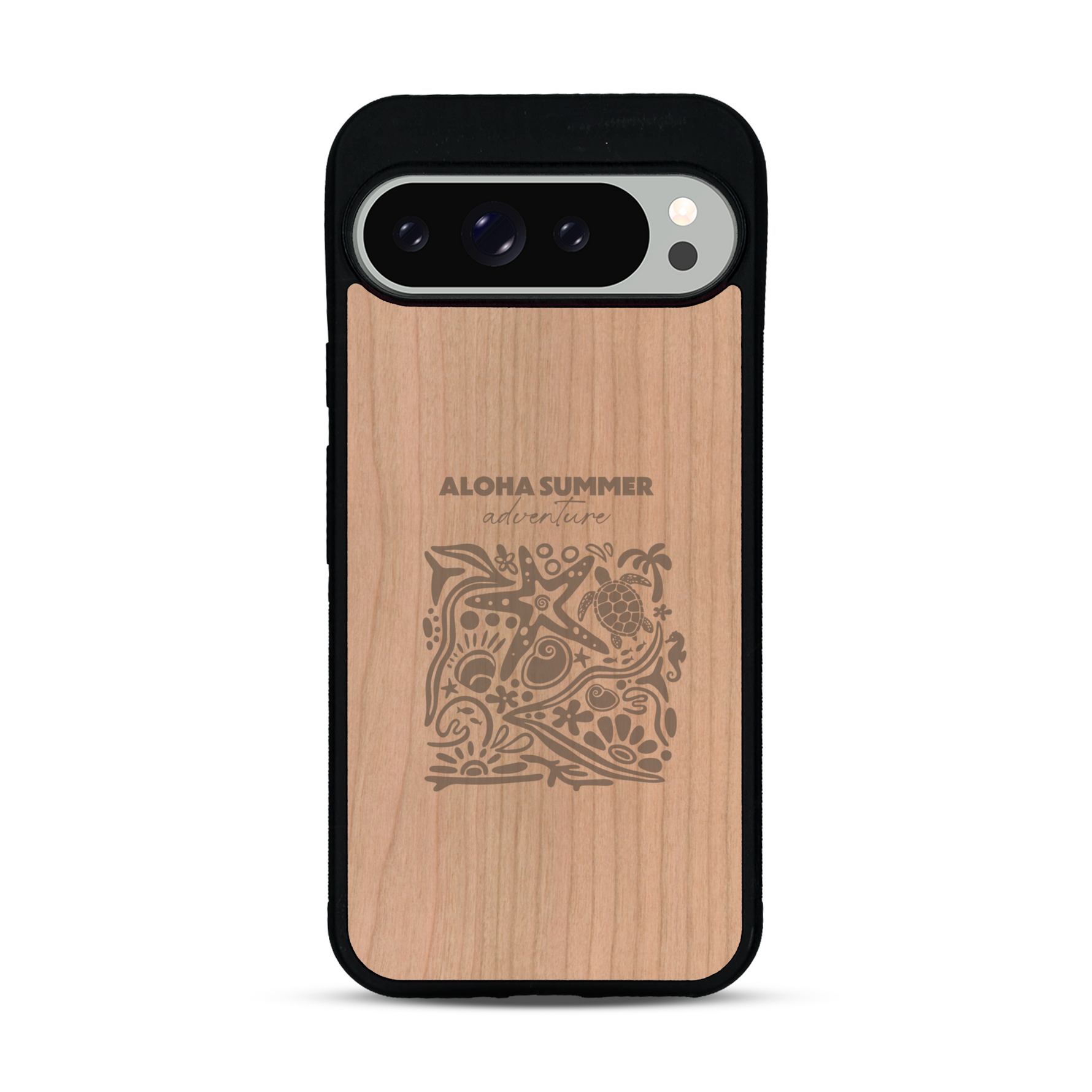 Coque de protection en bois véritable fabriquée en France pour  sur le thème de la plage, de l'été et vanlife.