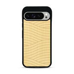 Coque de protection en bois véritable fabriquée en France pour  avec un motif moderne et minimaliste sur le thème waves et wavy représentant les vagues de l'océan