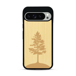 Coque de protection en bois véritable fabriquée en France pour  sur le thème de la nature, de la fôret et de l'écoresponsabilité avec une gravure représentant un arbre 
