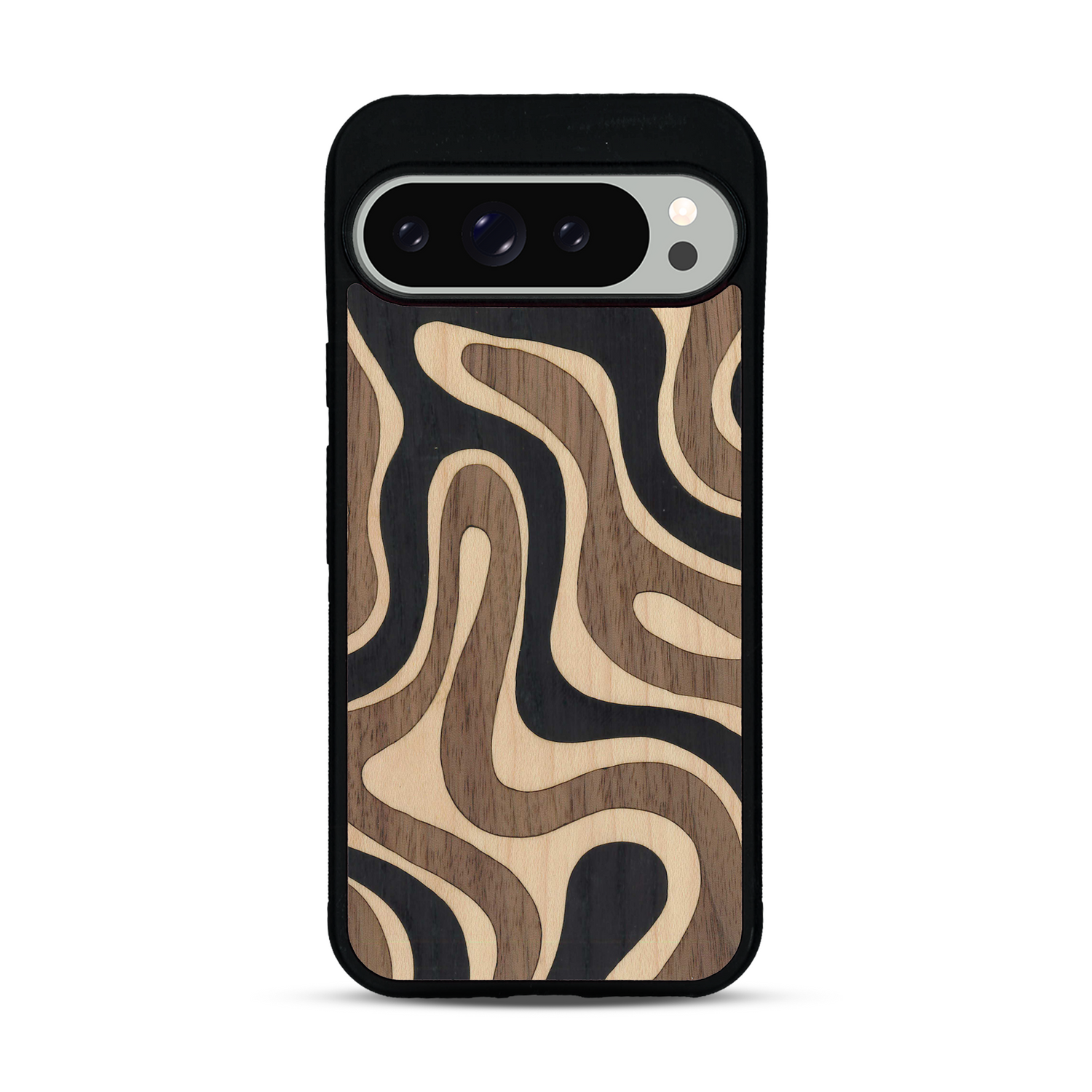 Coque de protection en bois véritable fabriquée en France pour  alliant plusieurs essences de bois pour représenter une ondulation