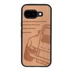 Coque de protection en bois véritable fabriquée en France pour Google Pixel 9A sur le thème de l'automobile avec une authentique Porsche