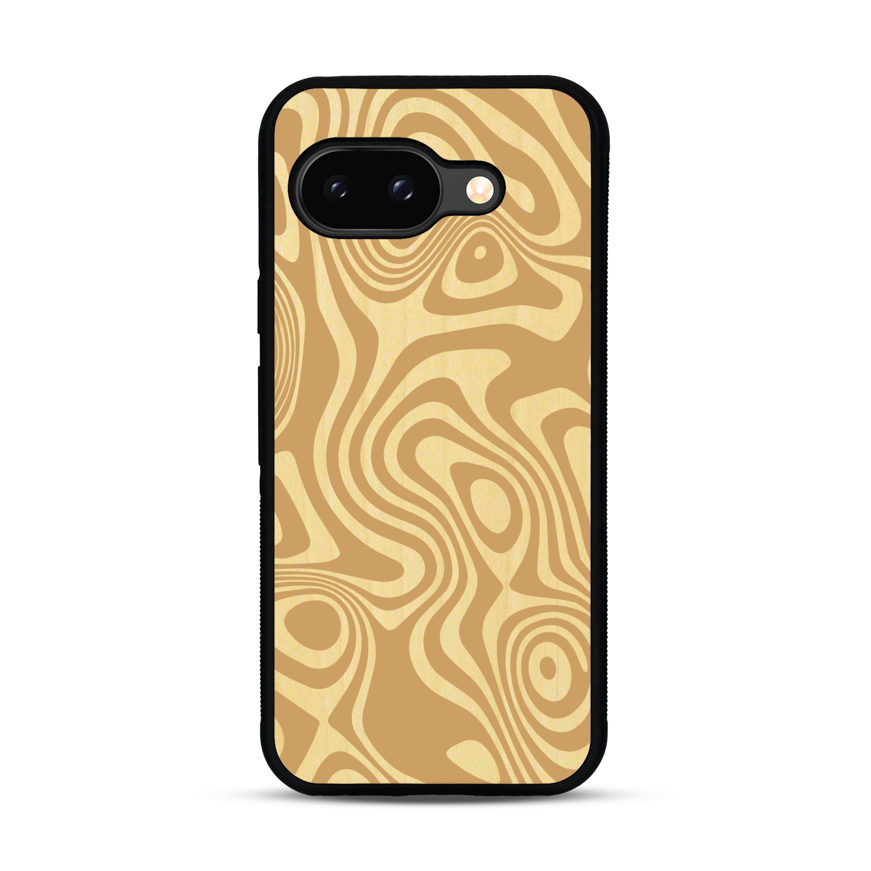Coque de protection en bois véritable fabriquée en France pour  avec un motif abstrait représentant les mouvements de l'eau