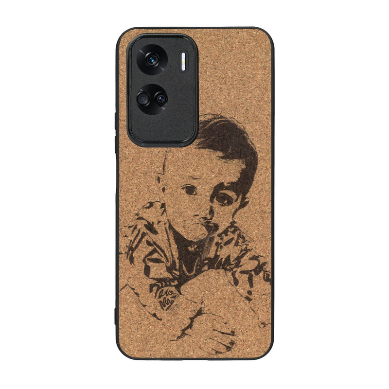Coque de protection en bois véritable fabriquée en France pour Honor 90 Lite avec gravure personnalisée à partir d'une photo, d'une image, d'un logo, des initials ou d'une phrase