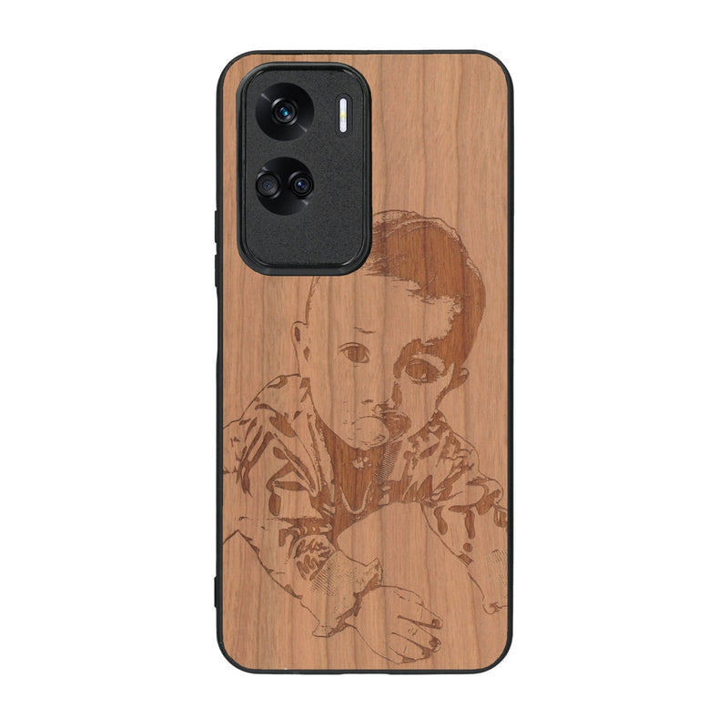 Coque de protection en bois véritable fabriquée en France pour Honor 90 Lite avec gravure personnalisée à partir d'une photo, d'une image, d'un logo, des initials ou d'une phrase