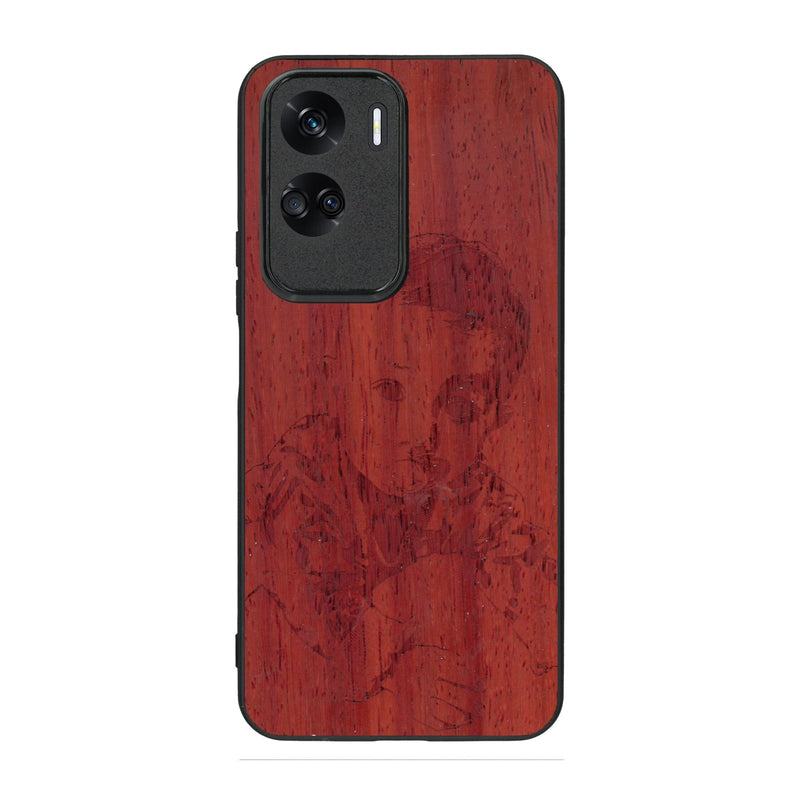 Coque de protection en bois véritable fabriquée en France pour Honor 90 Lite avec gravure personnalisée à partir d'une photo, d'une image, d'un logo, des initials ou d'une phrase