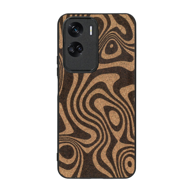 Coque de protection en bois véritable fabriquée en France pour Honor 90 Lite avec un motif abstrait représentant les mouvements de l'eau