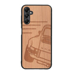 Coque de protection en bois véritable fabriquée en France pour Samsung A05S sur le thème de l'automobile avec une authentique Porsche