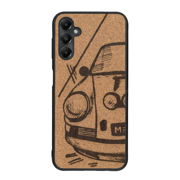 Coque de protection en bois véritable fabriquée en France pour Samsung A05S sur le thème de l'automobile avec une authentique Porsche