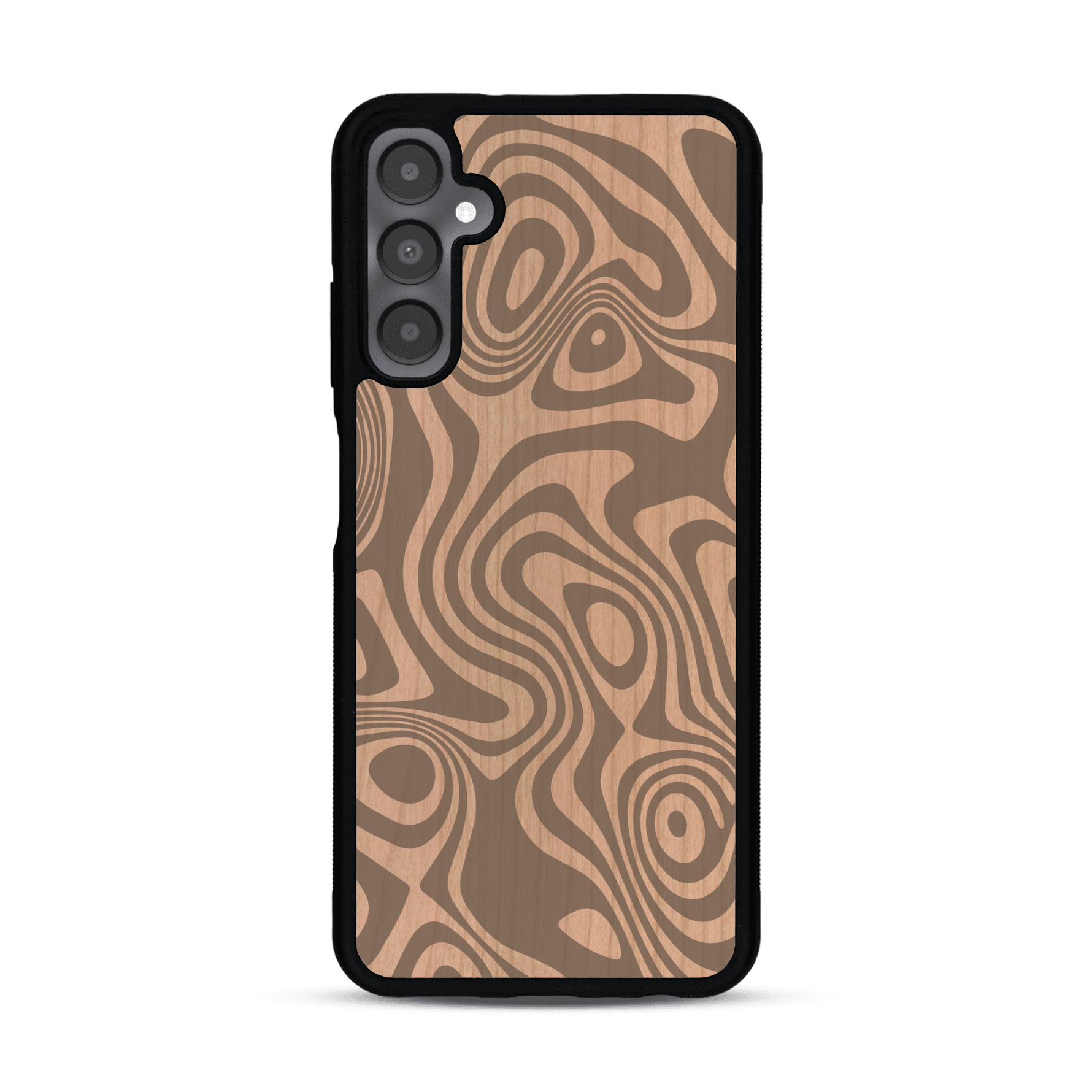 Coque de protection en bois véritable fabriquée en France pour  avec un motif abstrait représentant les mouvements de l'eau