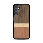 Coque de protection en bois véritable fabriquée en France pour  alliant des bandes horizontales de bambou, merisier et noyer