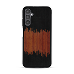 Coque de protection en bois véritable fabriquée en France pour  alliant plusieurs essences de bois pour représenter du magma en fusion