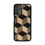 Coque de protection en bois véritable fabriquée en France pour Samsung A13 alliant plusieurs essences de bois pour représenter un classique intemporel de la marqueterie