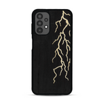 Coque de protection en bois véritable fabriquée en France pour  alliant plusieurs essences de bois pour représenter un éclair divin