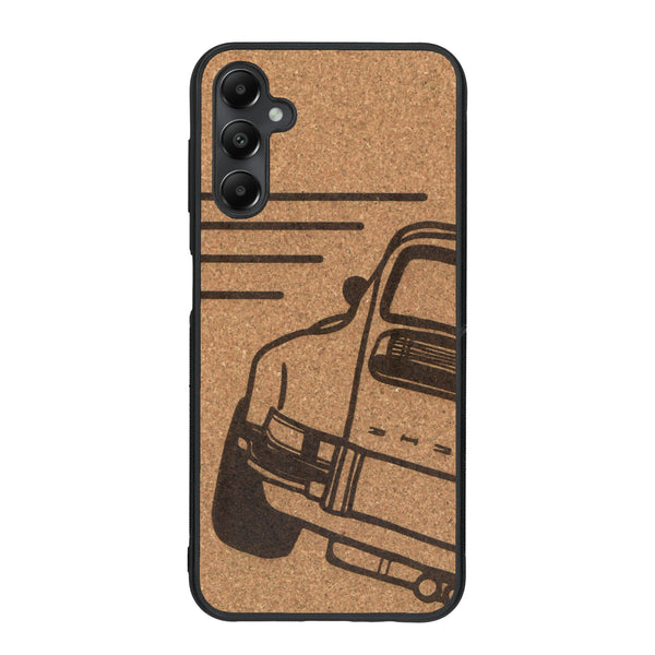 Coque de protection en bois véritable fabriquée en France pour Samsung A15 sur le thème de l'automobile avec une authentique Porsche
