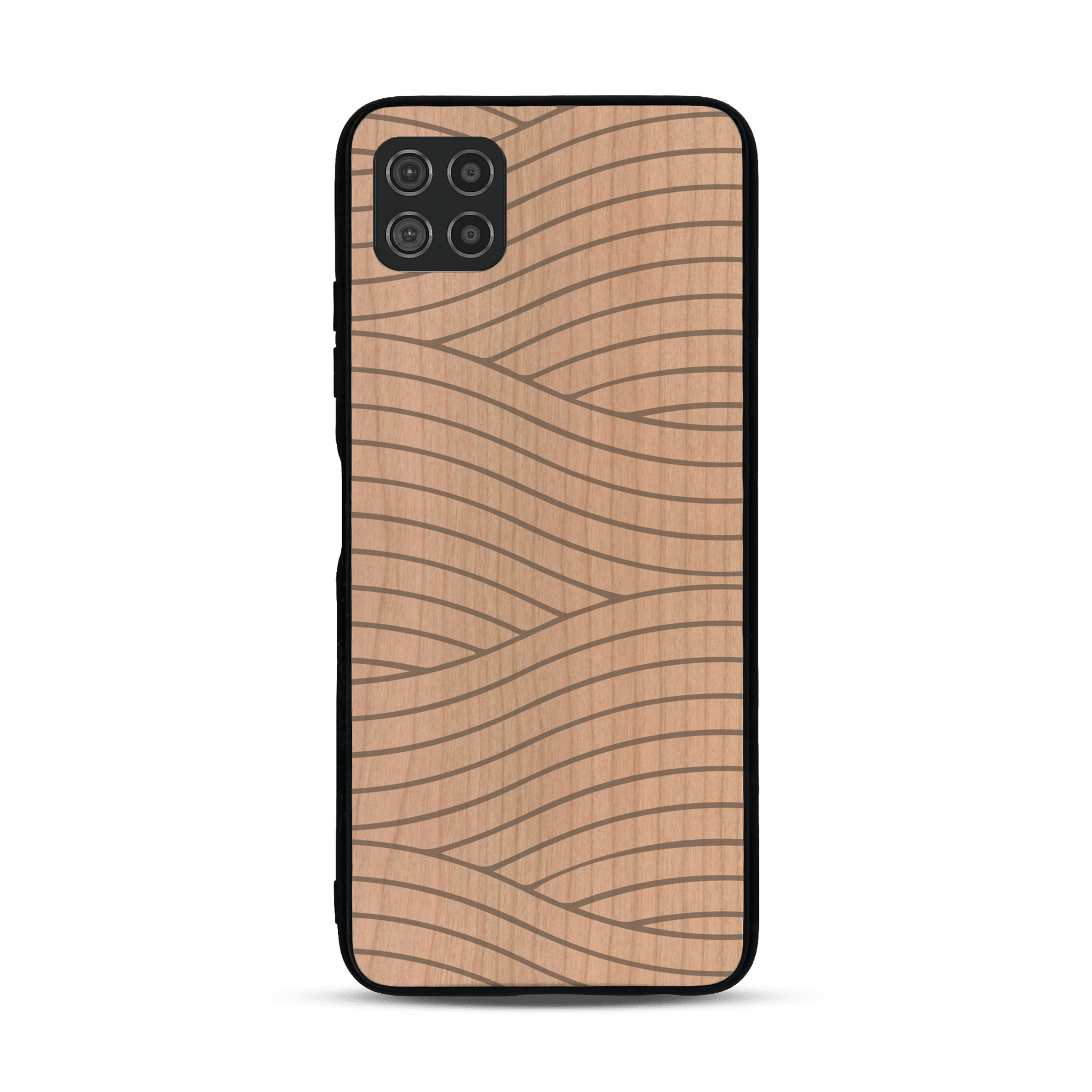 Coque de protection en bois véritable fabriquée en France pour  avec un motif moderne et minimaliste sur le thème waves et wavy représentant les vagues de l'océan