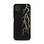 Coque de protection en bois véritable fabriquée en France pour  alliant plusieurs essences de bois pour représenter un éclair divin