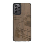 Coque de protection en bois véritable fabriquée en France pour Samsung A23 sur le thème de l'automobile avec une authentique Porsche