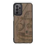 Coque de protection en bois véritable fabriquée en France pour Samsung A23 sur le thème de l'automobile avec une authentique Porsche