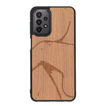 Coque de protection en bois véritable fabriquée en France pour Samsung A23 représentant une silhouette féminine dessinée à la main par l'artiste Maud Dabs