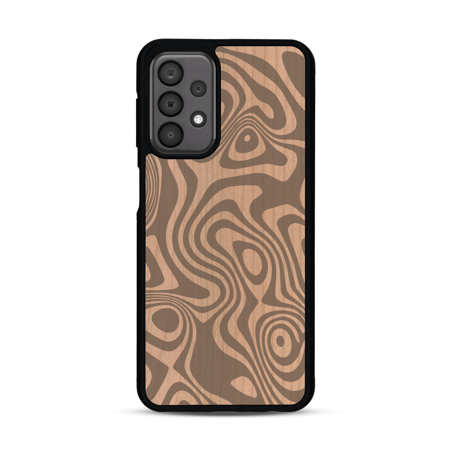 Coque de protection en bois véritable fabriquée en France pour  avec un motif abstrait représentant les mouvements de l'eau