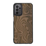 Coque de protection en bois véritable fabriquée en France pour Samsung A23 avec un motif abstrait représentant les mouvements de l'eau