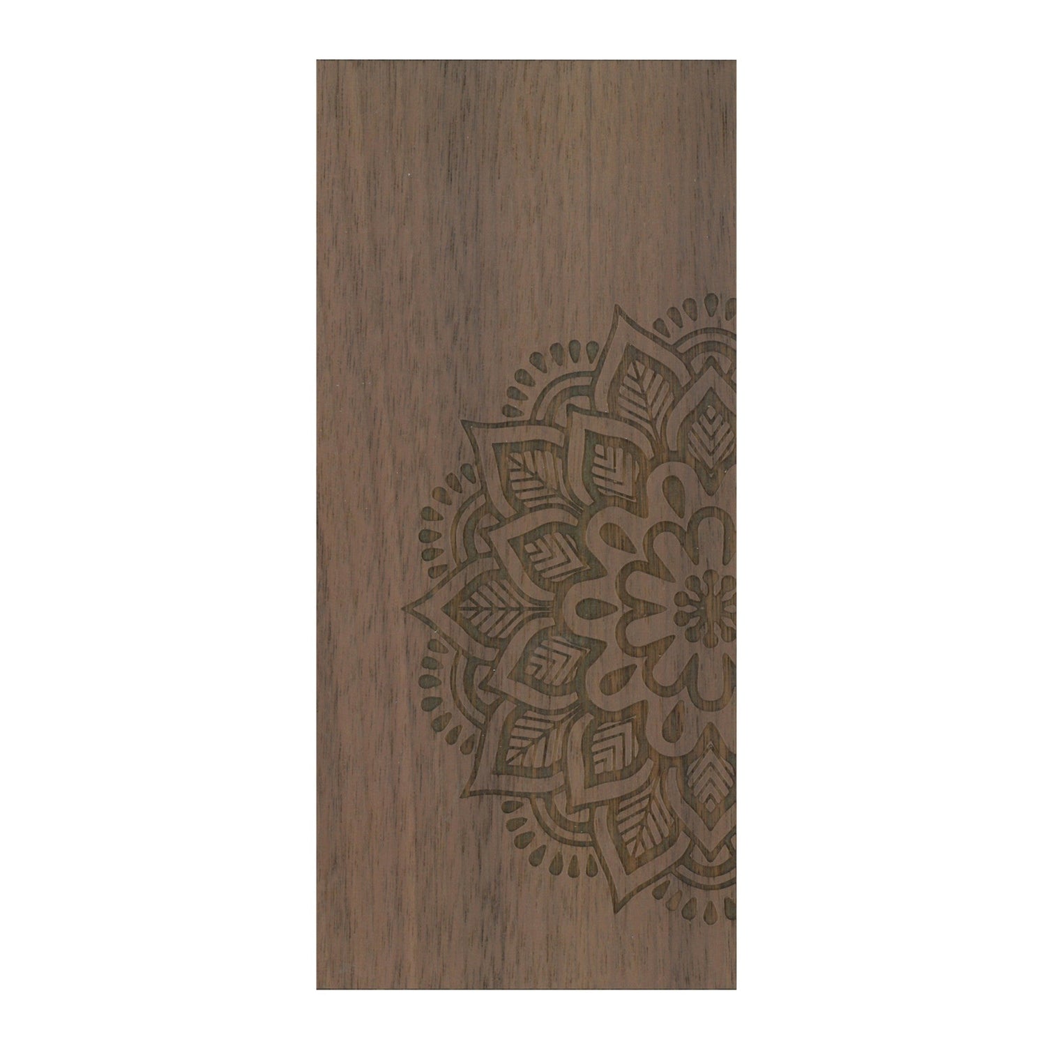 Coque de protection en bois véritable fabriquée en France pour Samsung A23 sur le thème de la bohème et du tatouage au henné avec une gravure représentant un mandala