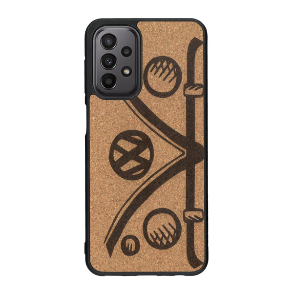 Coque de protection en bois véritable fabriquée en France pour Samsung A23 sur le thème de l'automobile avec un van combi