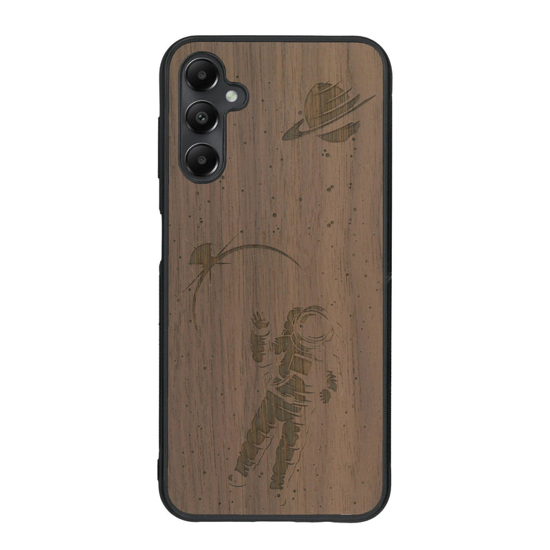 Coque de protection en bois véritable fabriquée en France pour Samsung A25 sur le thème des astronautes