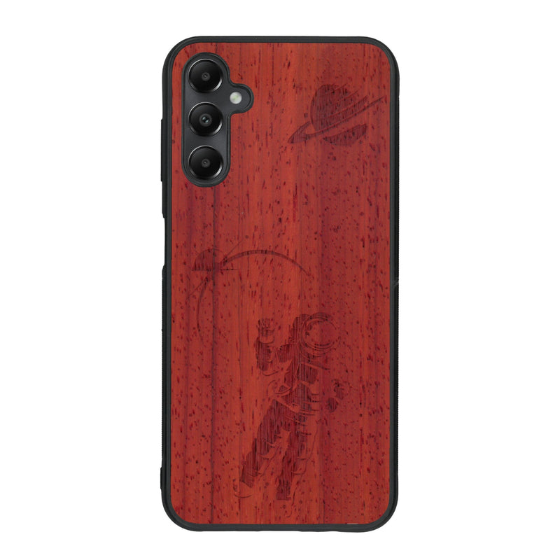 Coque de protection en bois véritable fabriquée en France pour Samsung A25 sur le thème des astronautes