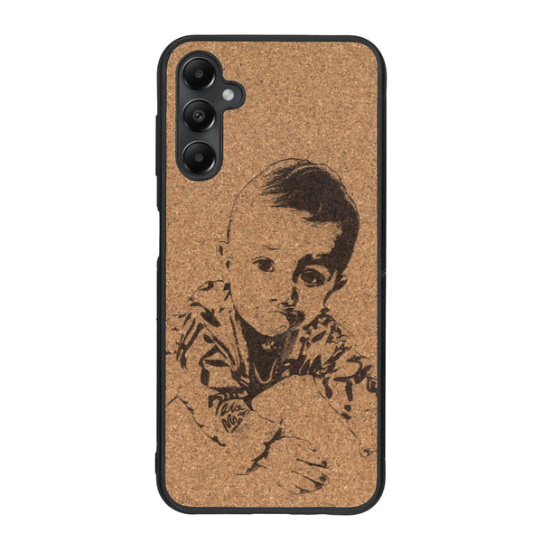Coque de protection en bois véritable fabriquée en France pour Samsung A25 avec gravure personnalisée à partir d'une photo, d'une image, d'un logo, des initials ou d'une phrase