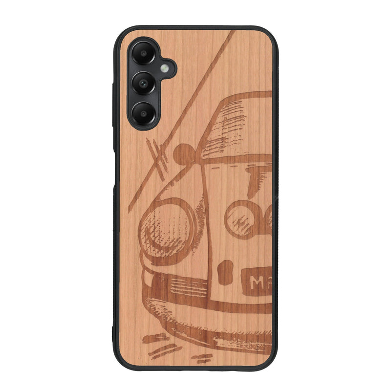 Coque de protection en bois véritable fabriquée en France pour Samsung A25 sur le thème de l'automobile avec une authentique Porsche