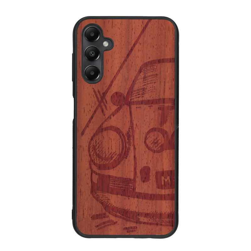 Coque de protection en bois véritable fabriquée en France pour Samsung A25 sur le thème de l'automobile avec une authentique Porsche