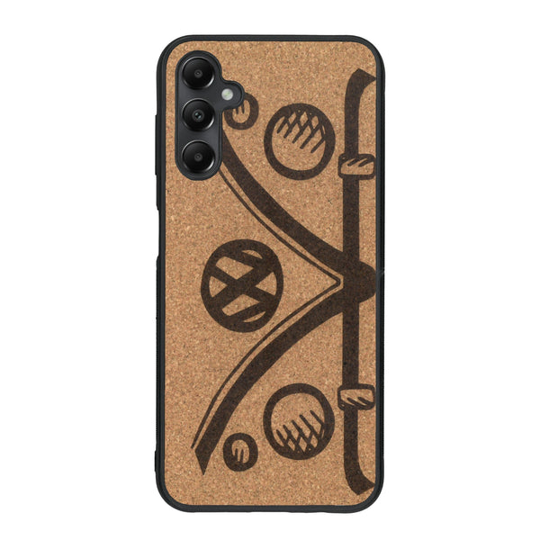 Coque de protection en bois véritable fabriquée en France pour Samsung A25 sur le thème de l'automobile avec un van combi