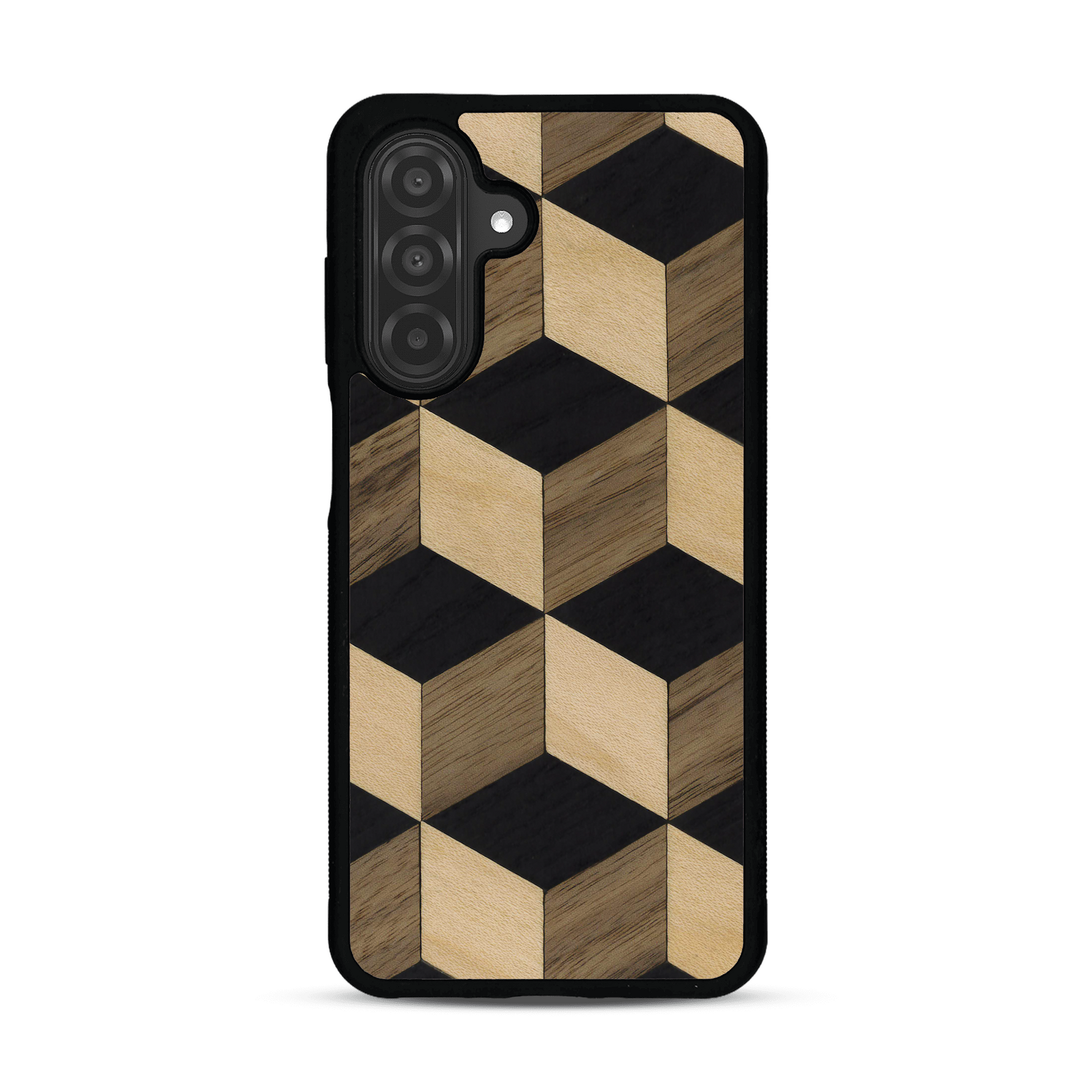 Coque de protection en bois véritable fabriquée en France pour  alliant plusieurs essences de bois pour représenter un classique intemporel de la marqueterie
