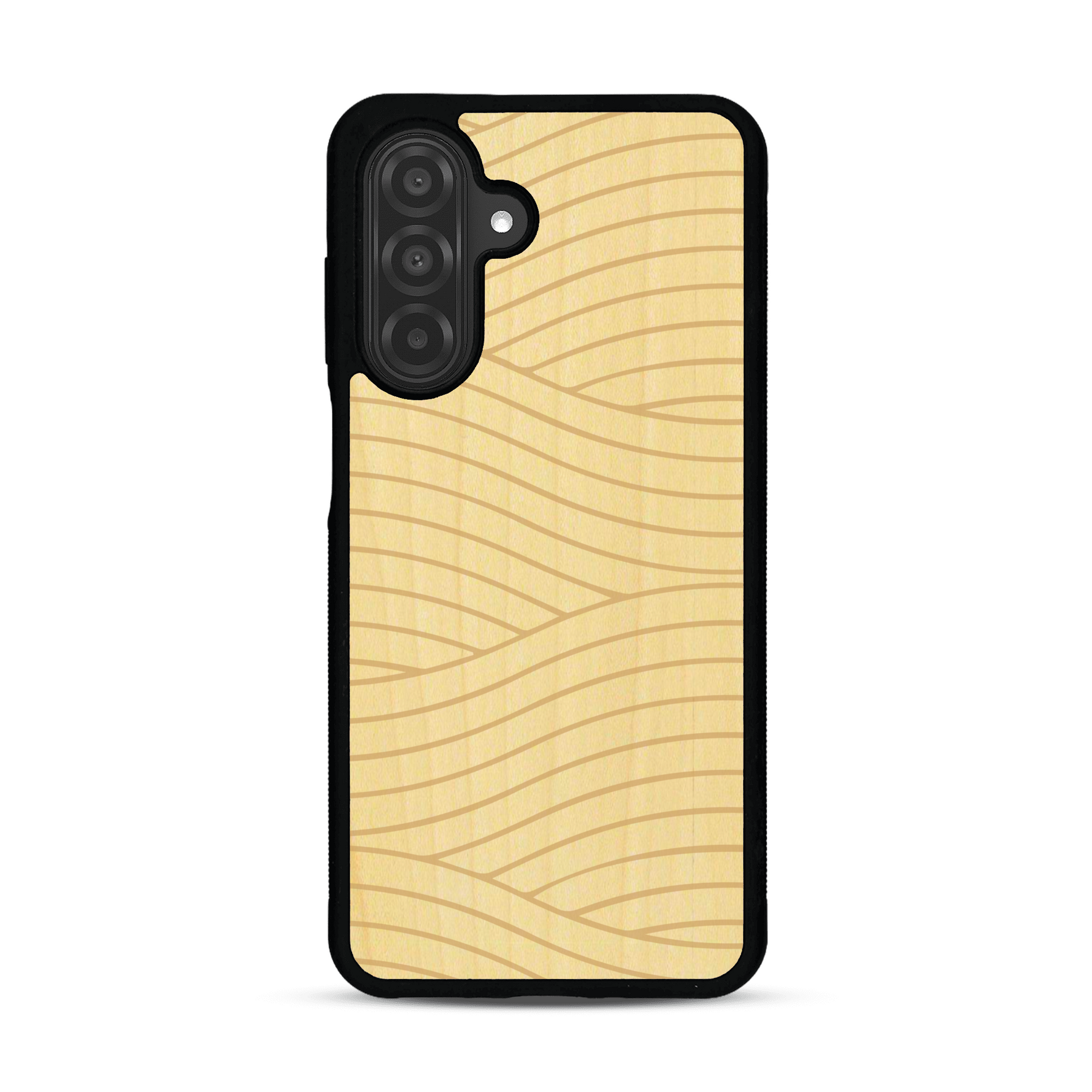 Coque de protection en bois véritable fabriquée en France pour  avec un motif moderne et minimaliste sur le thème waves et wavy représentant les vagues de l'océan