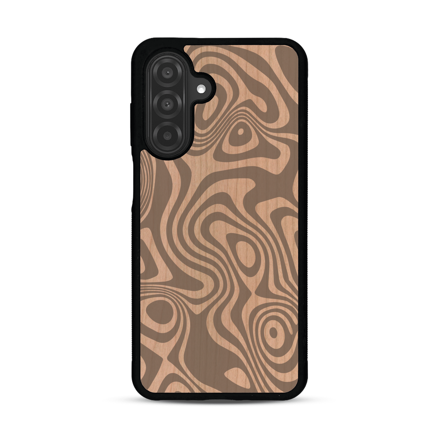 Coque de protection en bois véritable fabriquée en France pour  avec un motif abstrait représentant les mouvements de l'eau