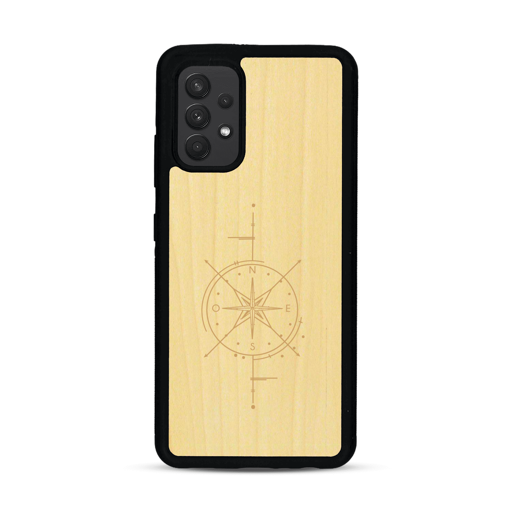 Coque de protection en bois véritable fabriquée en France pour  avec une gravure "rose des vents" sur le thème nautique et de l'océan qui s'inspire des boussoles de pirate