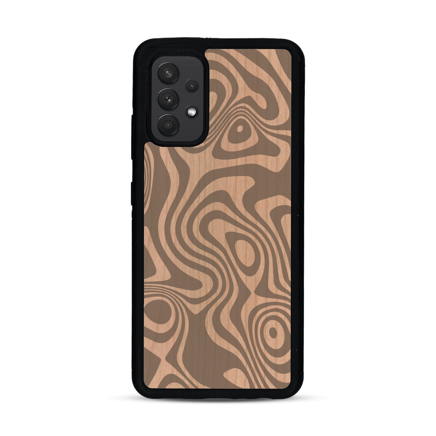 Coque de protection en bois véritable fabriquée en France pour  avec un motif abstrait représentant les mouvements de l'eau