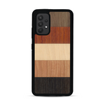Coque de protection en bois véritable fabriquée en France pour  alliant des bandes horizontales de bambou, merisier, padouk, noyer et chêne fumé