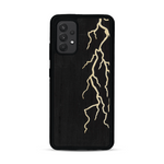 Coque de protection en bois véritable fabriquée en France pour  alliant plusieurs essences de bois pour représenter un éclair divin