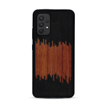 Coque de protection en bois véritable fabriquée en France pour  alliant plusieurs essences de bois pour représenter du magma en fusion