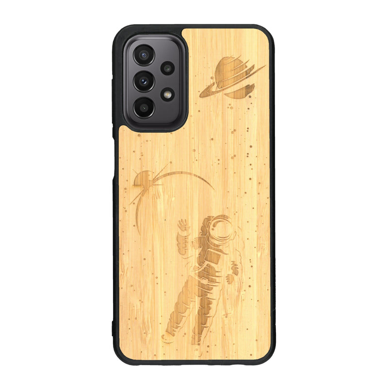 Coque de protection en bois véritable fabriquée en France pour Samsung A33 sur le thème des astronautes
