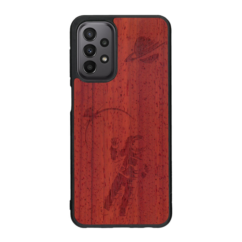 Coque de protection en bois véritable fabriquée en France pour Samsung A33 sur le thème des astronautes