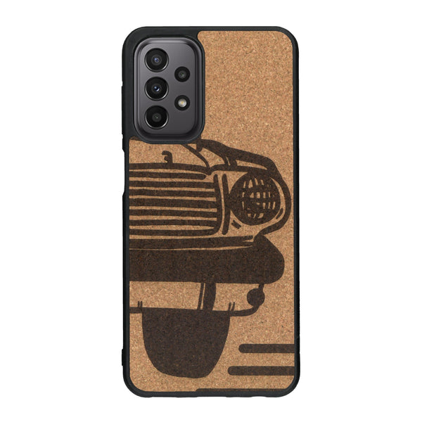Coque de protection en bois véritable fabriquée en France pour Samsung A33 sur le thème de l'automobile avec une authentique Mustang