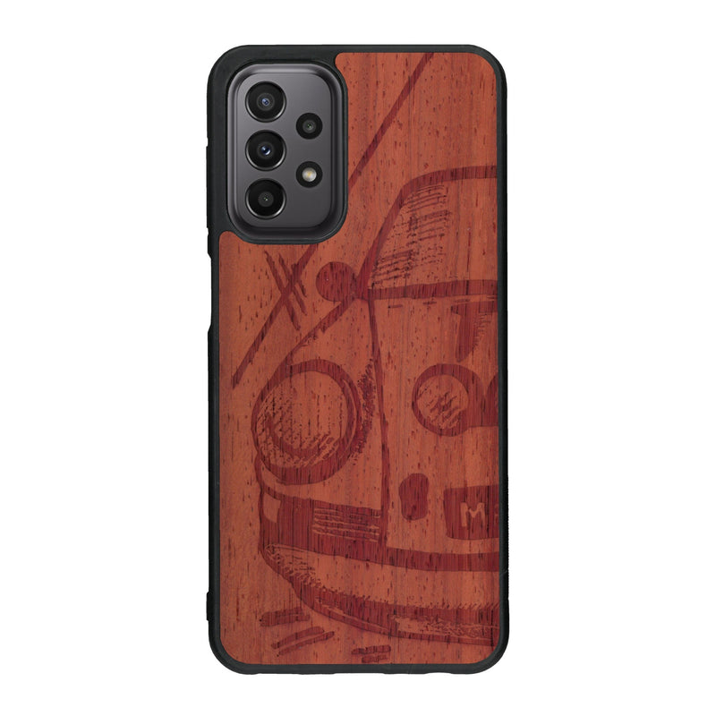 Coque de protection en bois véritable fabriquée en France pour Samsung A33 sur le thème de l'automobile avec une authentique Porsche