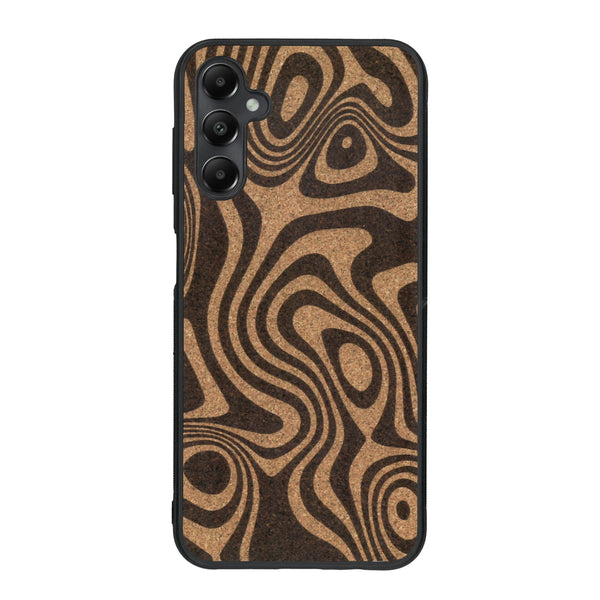 Coque de protection en bois véritable fabriquée en France pour Samsung A34 avec un motif abstrait représentant les mouvements de l'eau
