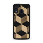Coque de protection en bois véritable fabriquée en France pour  alliant plusieurs essences de bois pour représenter un classique intemporel de la marqueterie