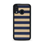 Coque de protection en bois véritable fabriquée en France pour  alliant plusieurs essences de bois pour représenter une marinière